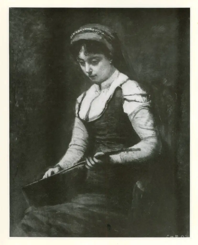 Anonimo , Corot, Jean Baptiste Camille - sec. XIX - Girl with a Mandolin , fronte