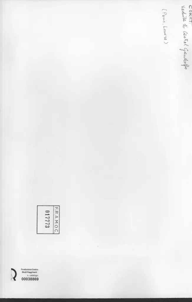 Anonimo , Corot, Jean Baptiste Camille - sec. XIX - Veduta di Castel Gandolfo , retro