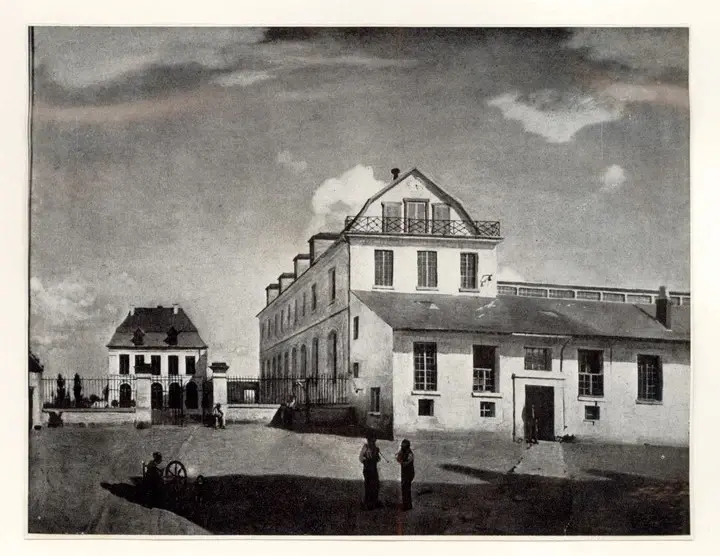 Corot, Jean Baptiste Camille , Soisson: maison et fabrique de M. Henry, marchand d'etoffes