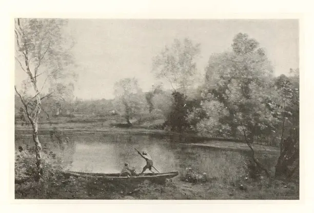 Anonimo , Corot, Jean Baptiste Camille - sec. XIX - Batelier au bord d'un etang (Ville d'Avray) , fronte