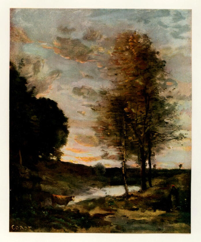 Corot, Jean Baptiste Camille , Soleil Couchant -