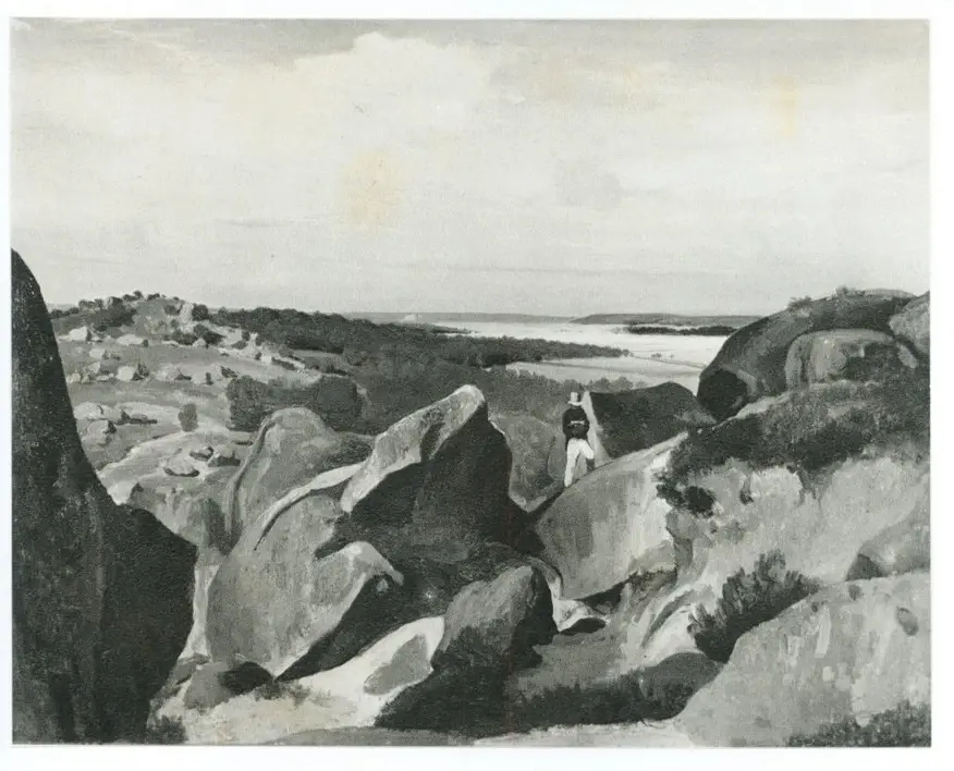 Anonimo , Corot, Jean Baptiste Camille - sec. XIX - Artiste sur les rochers de Fontainebleau , fronte