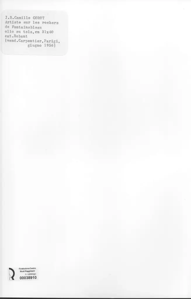 Anonimo , Corot, Jean Baptiste Camille - sec. XIX - Artiste sur les rochers de Fontainebleau , retro