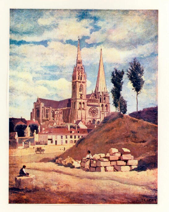 Anonimo , Corot, Jean Baptiste Camille - sec. XIX - Cattedrale di Chartres , fronte