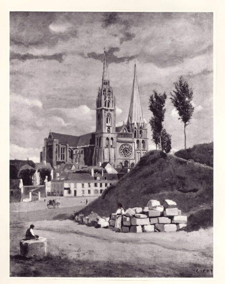 Held , Corot, Jean Baptiste Camille - sec. XIX - Cattedrale di Chartres , fronte