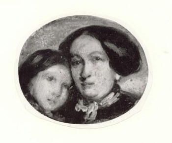 Anonimo , Courbet, Gustave - sec. XIX - Portrait en miniature de Georges Sand et sa Fille , fronte