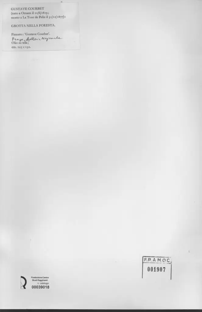 Anonimo , Courbet, Gustave - sec. XIX - Gratta nella foresta , retro