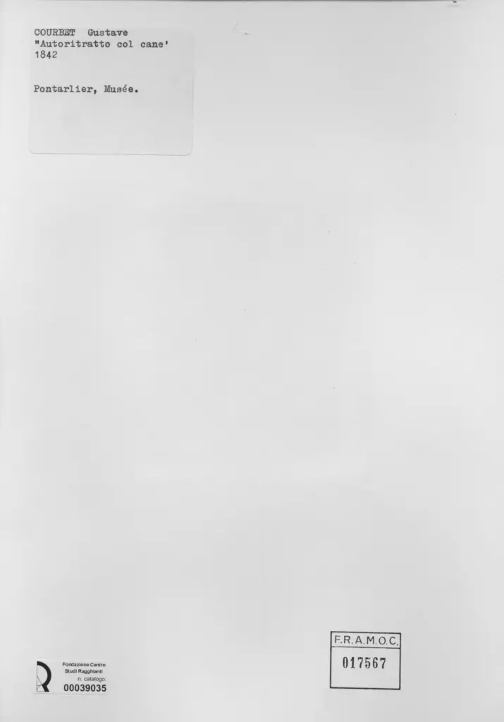 Anonimo , Courbet, Gustave - sec. XIX - Autoritratto col cane , retro