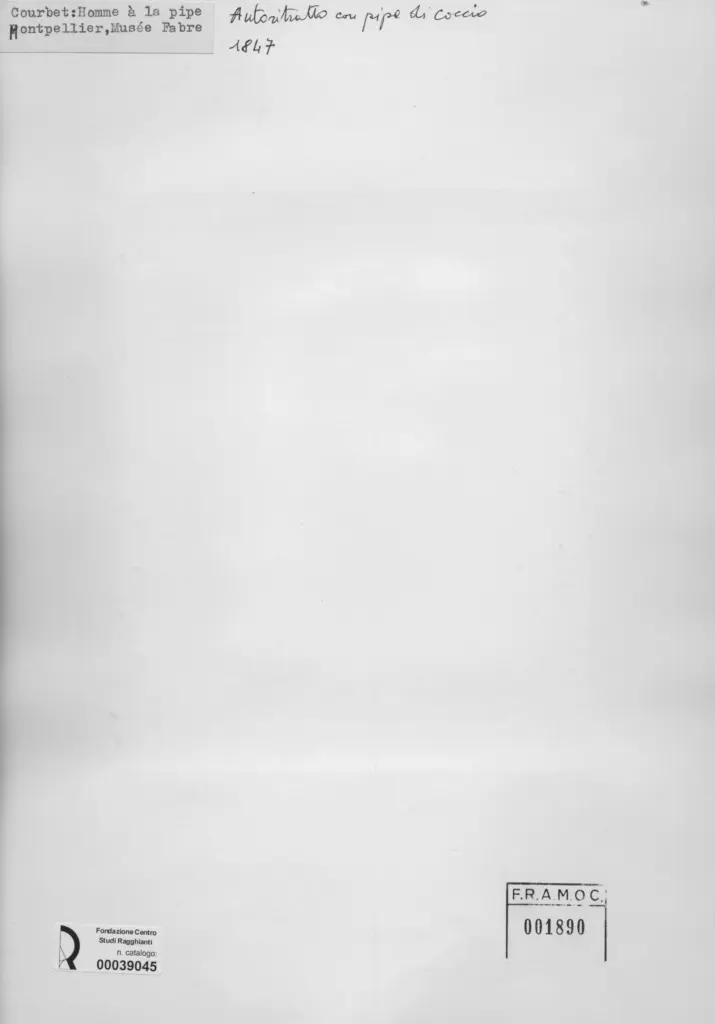 Anonimo , Courbet, Gustave - sec. XIX - Autoritratto con pipa di coccio , retro