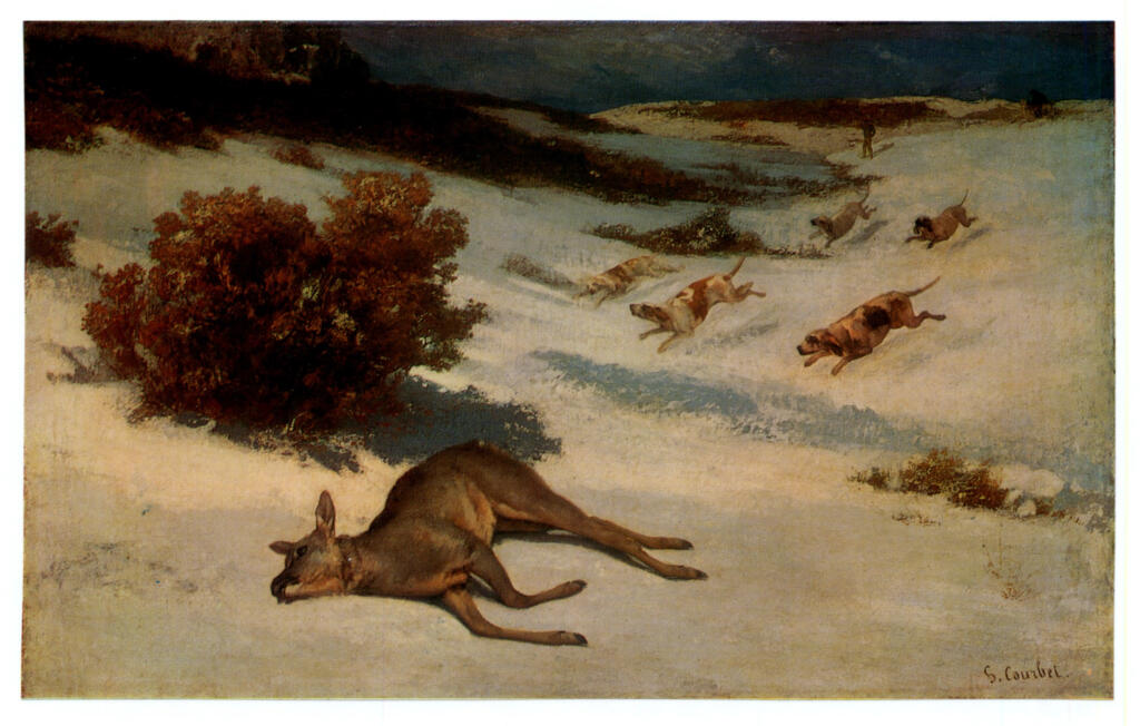 Anonimo , Courbet, Gustave - sec. XIX - Biche forcée à la Neige , fronte