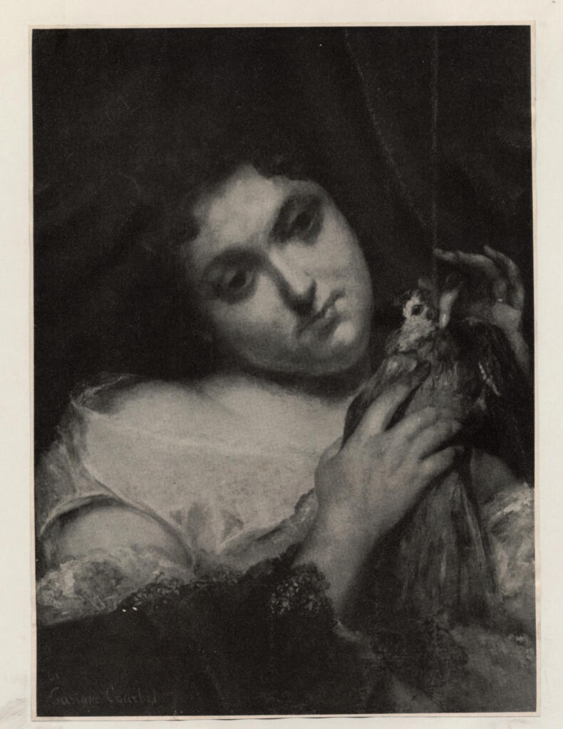 Anonimo , Courbet, Gustave - sec. XIX - Jeune fille eu perroquet , fronte
