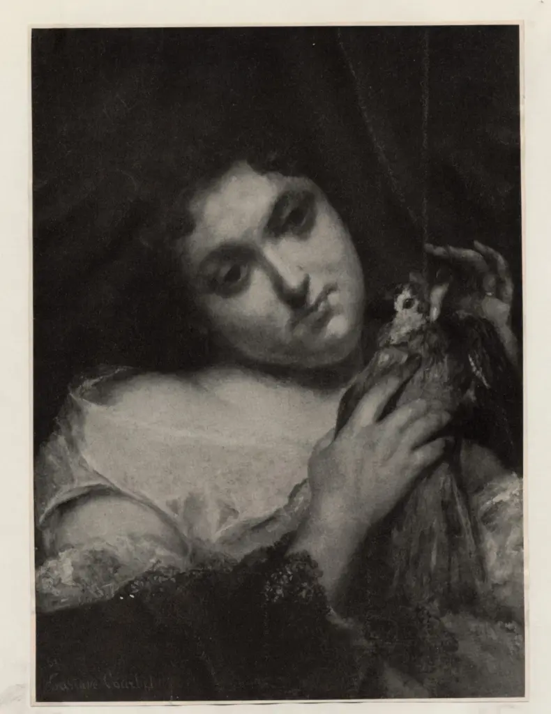 Anonimo , Courbet, Gustave - sec. XIX - Jeune fille eu perroquet , fronte