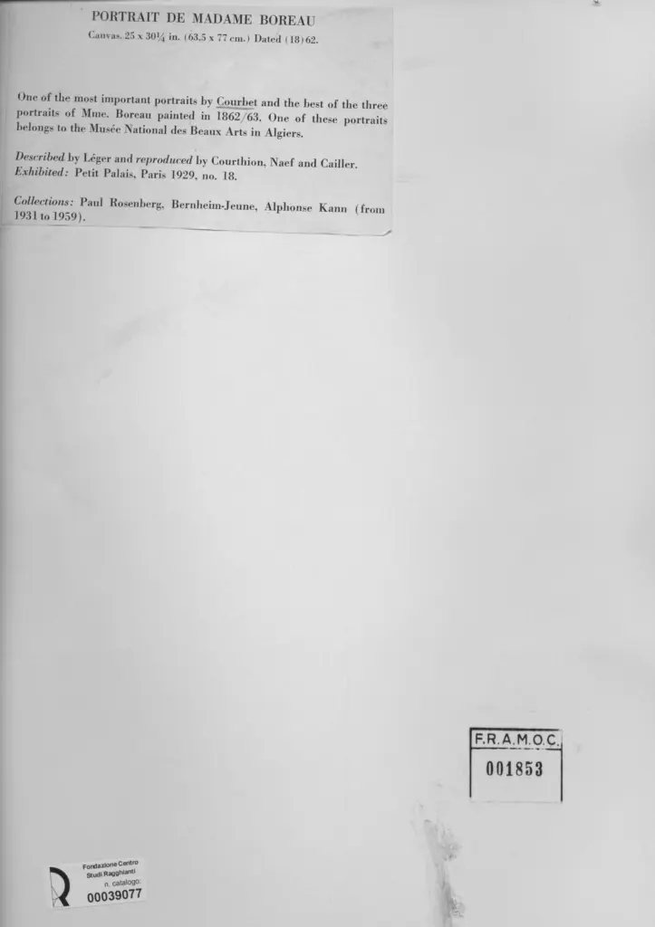 Anonimo , Courbet, Gustave - sec. XIX - Portrait de Madame Boreau , retro