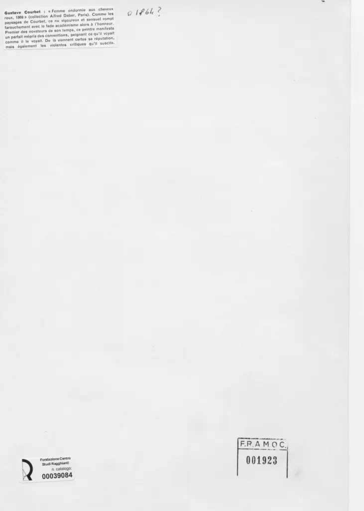 Anonimo , Courbet, Gustave - sec. XIX - Femme endormie aux cheveux roux , retro