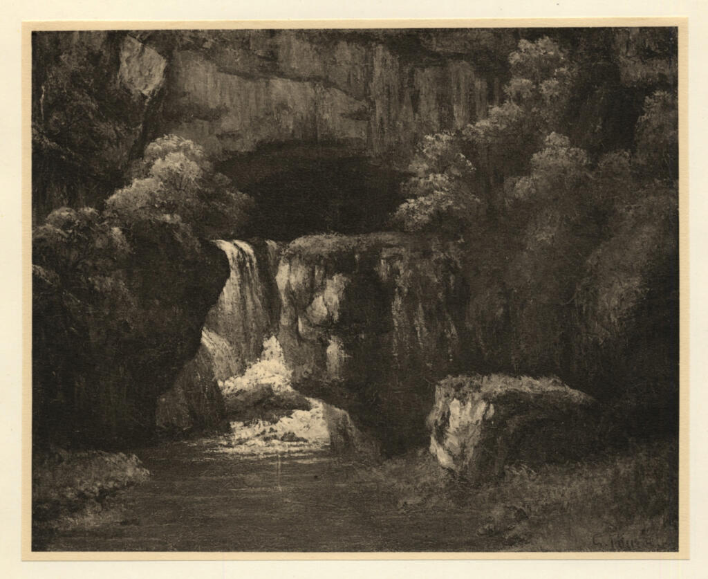 Courbet, Gustave , Felsschlucht mit Wasserfall