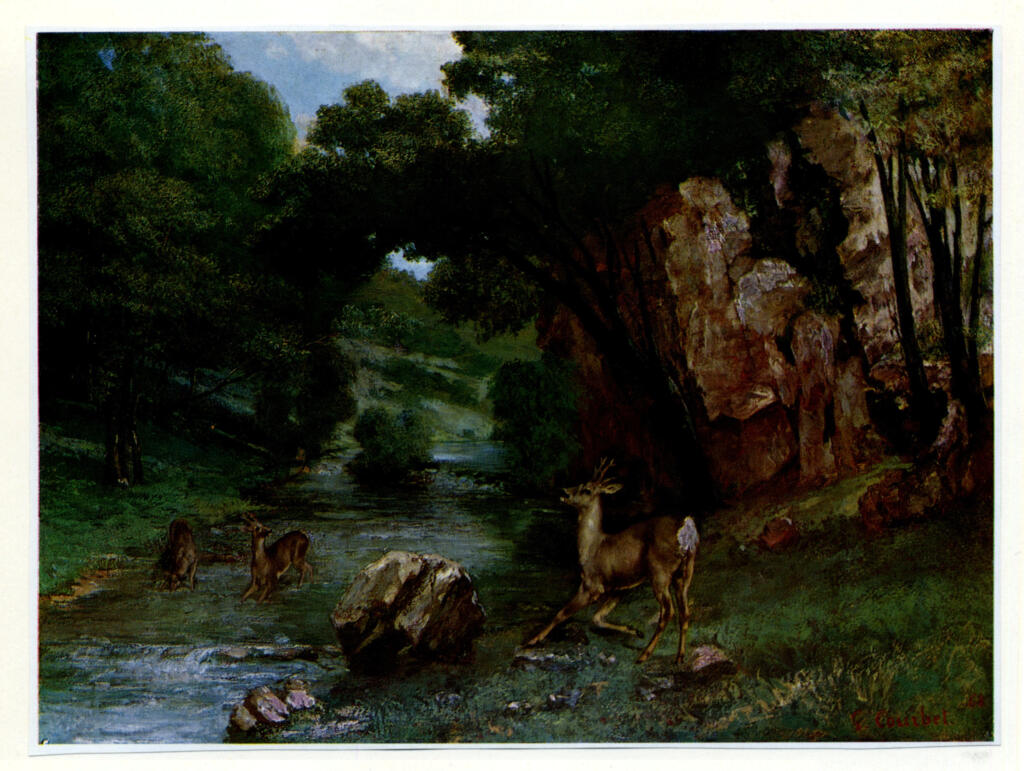 Anonimo , Courbet, Gustave - sec. XIX - Chevreuils à la Rivière