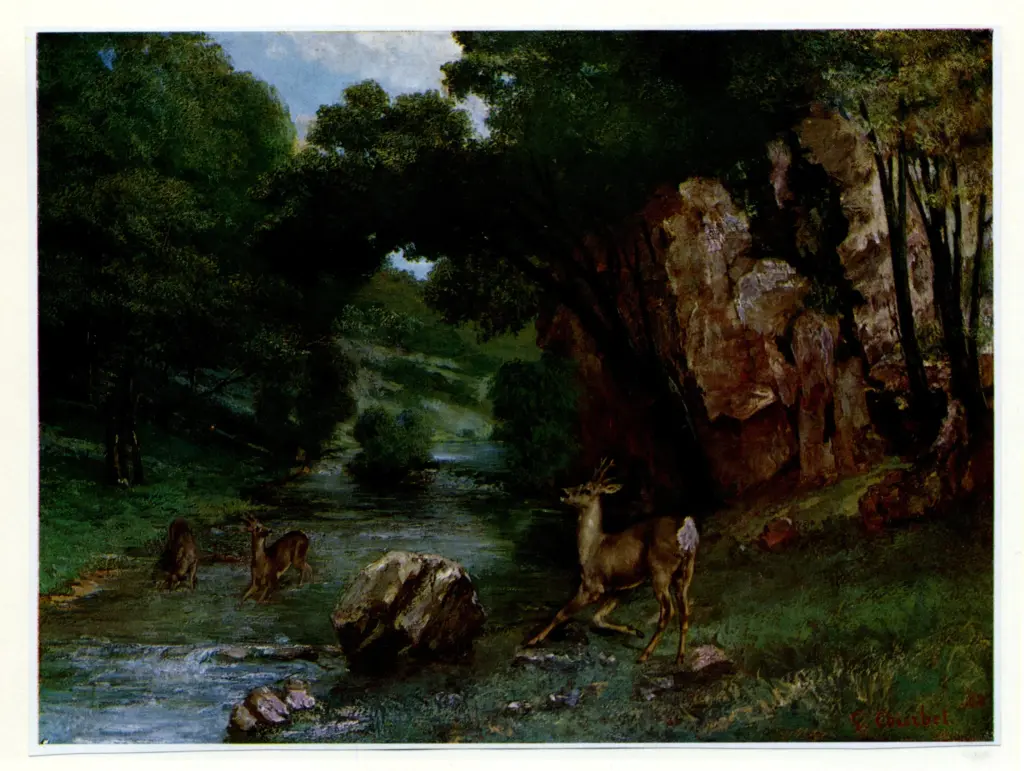 Anonimo , Courbet, Gustave - sec. XIX - Chevreuils &agrave; la Rivi&egrave;re , fronte