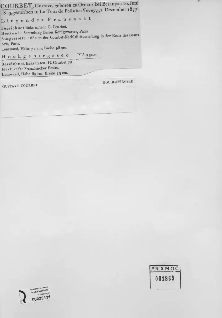 Anonimo , Courbet, Gustave - sec. XIX - Hochgebirgssee , retro