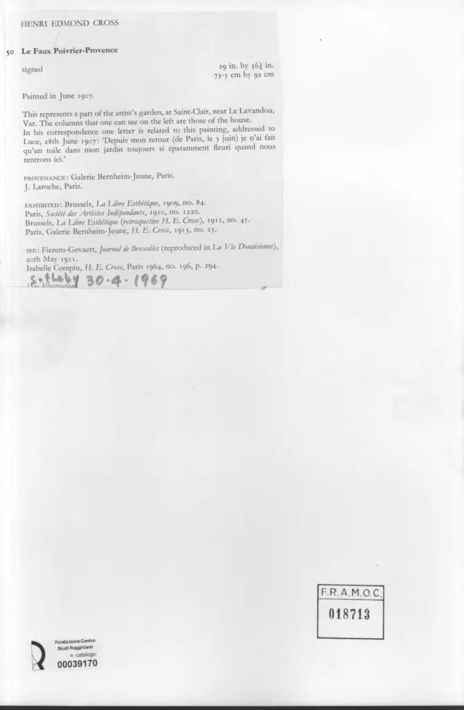 Anonimo , Cross, Henri Edmond - sec. XX - Le Faux Poivrier-Provence , retro