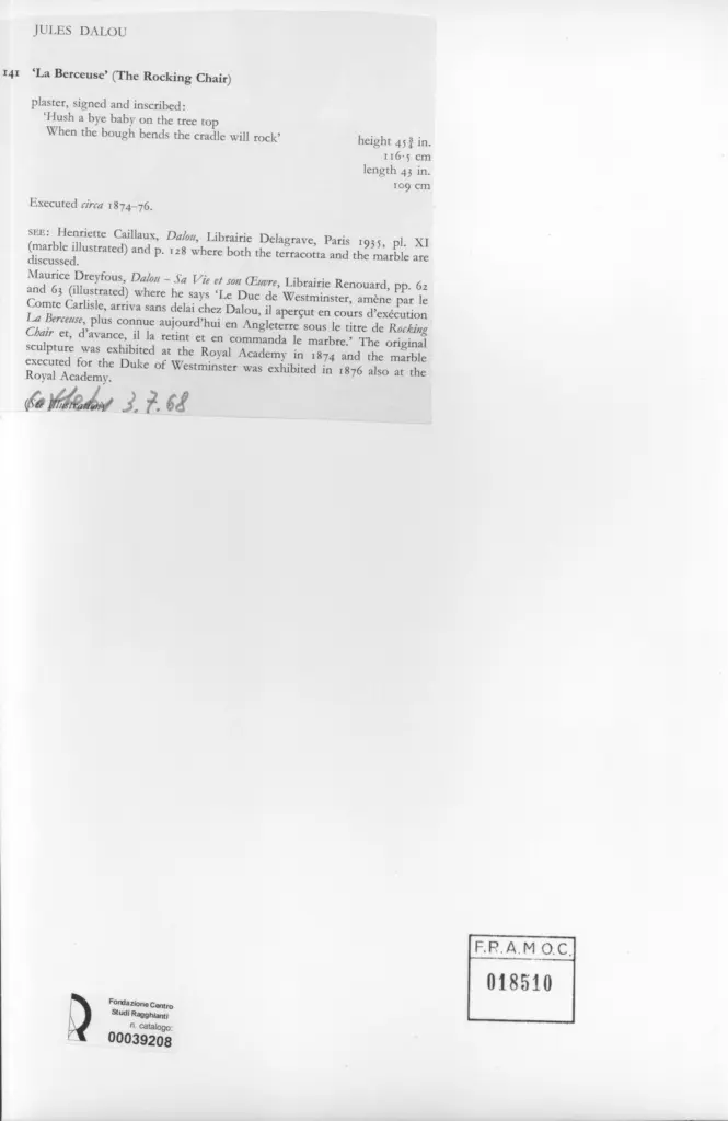 Anonimo , Dalou, Jules - sec. XIX , retro