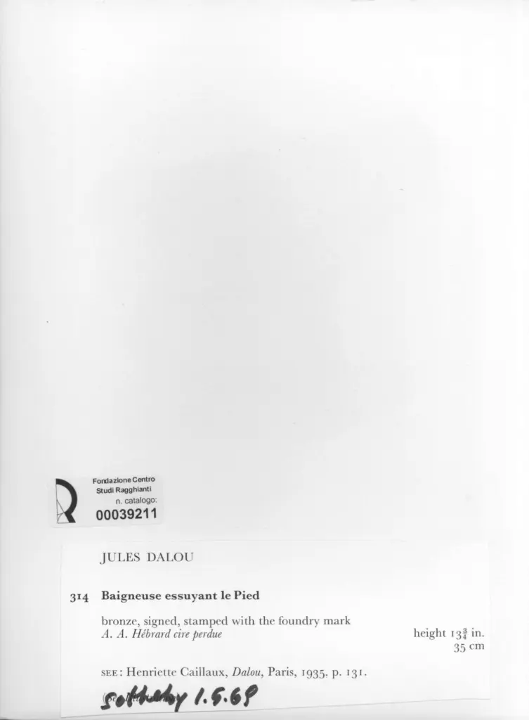 Anonimo , Dalou, Jules - sec. XIX - Baigneuse essuyant le pied , retro