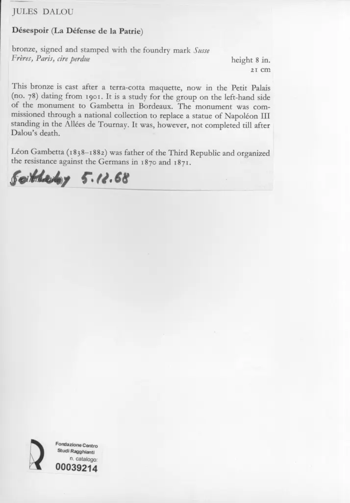 Anonimo , Dalou, Jules , retro