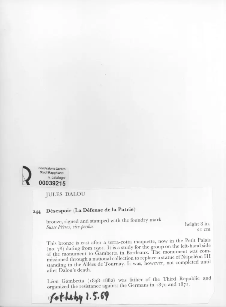 Anonimo , Dalou, Jules , retro