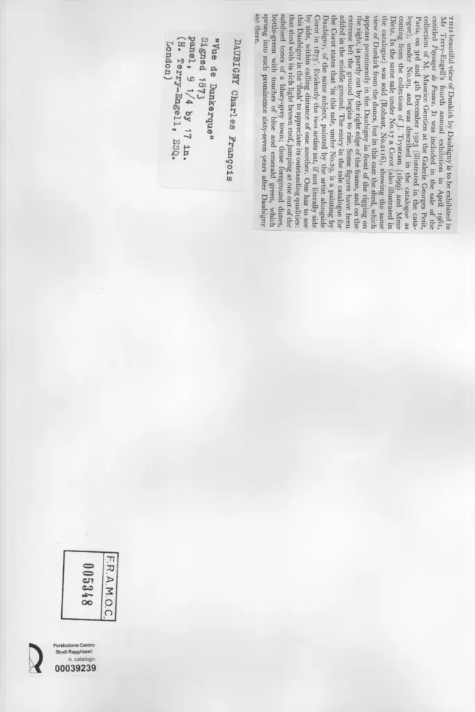 Anonimo , Daubigny, Charles Fran&ccedil;ois - sec. XIX - Vue de Dunkerque , retro