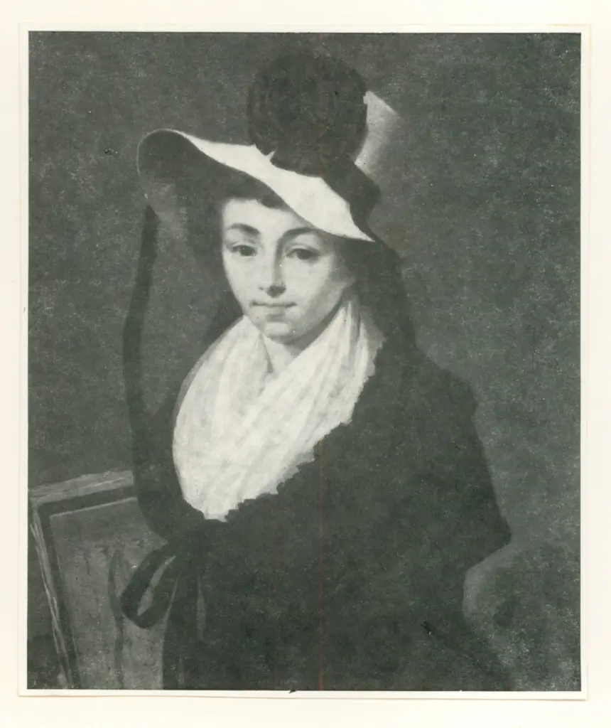 Anonimo , Dauloux, Henri Pierre - sec. XIX - Ritratto di donna con cappello , fronte