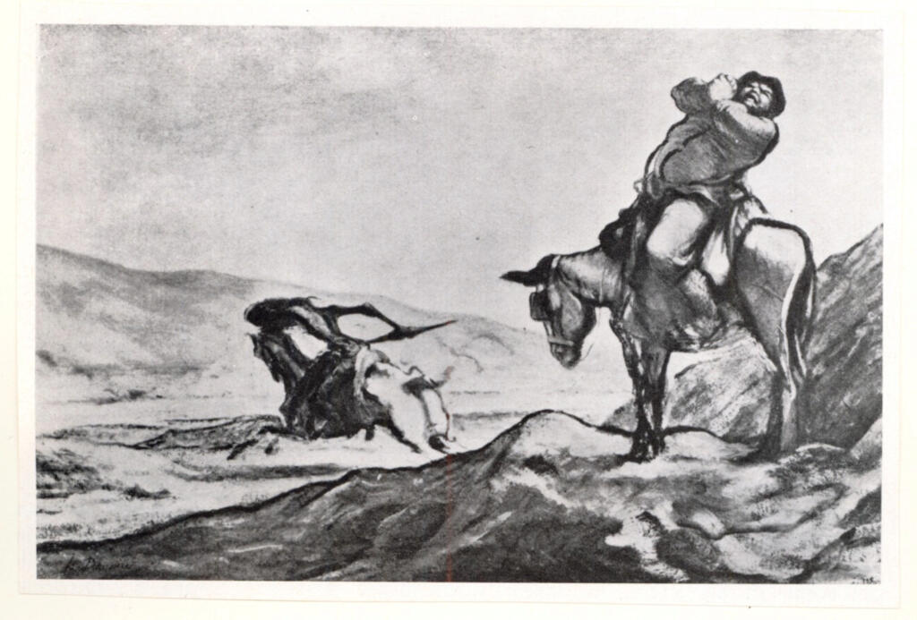 Anonimo , Daumier, Honoré - sec. XIX - Don Chisciotte carica i mulini , fronte