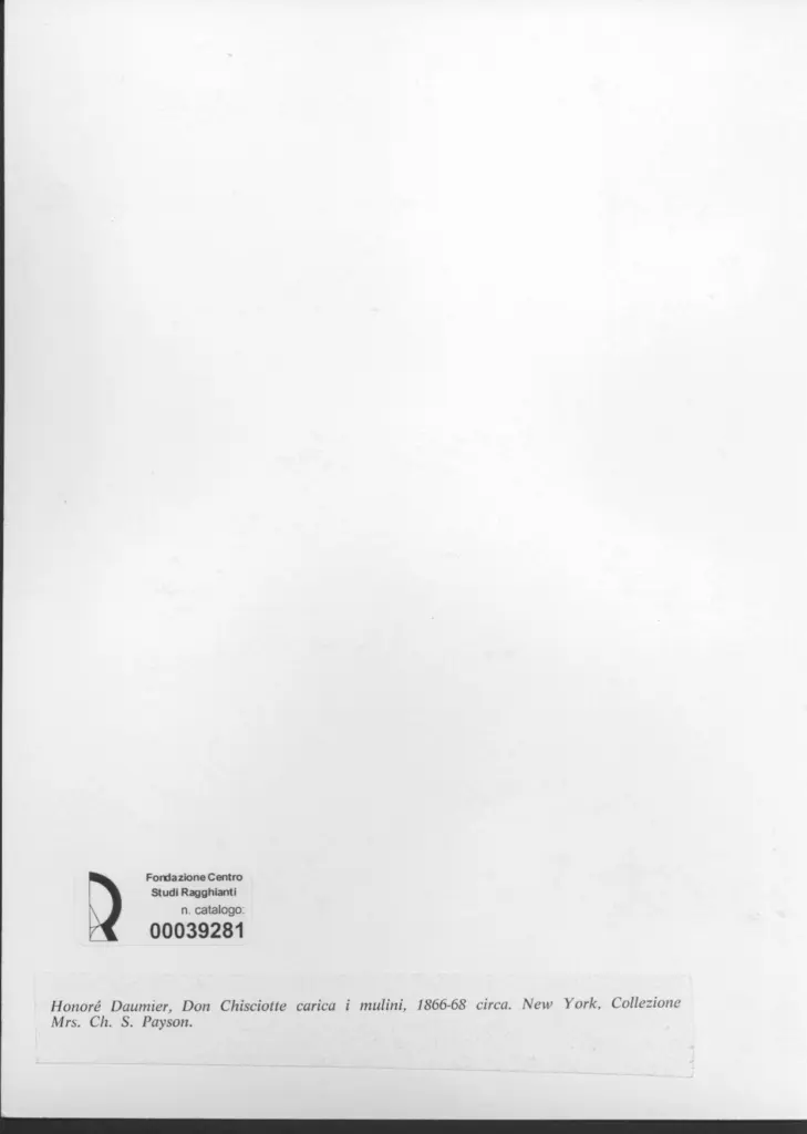 Anonimo , Daumier, Honor&eacute; - sec. XIX - Don Chisciotte carica i mulini , retro