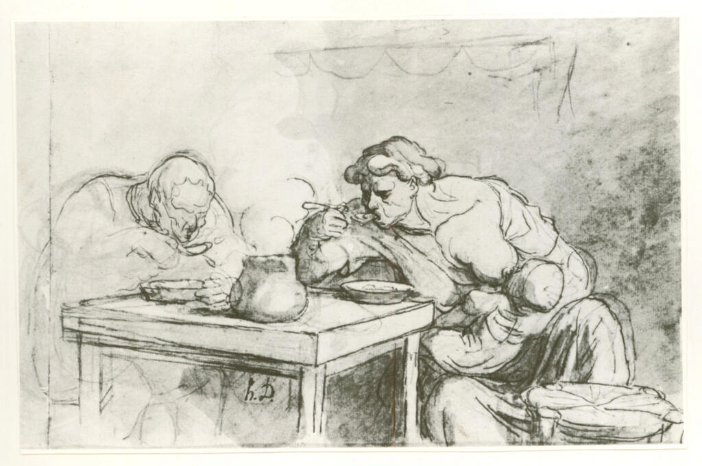 Anonimo , Daumier, Honoré - sec. XIX - Pasto di una povera famiglia , fronte