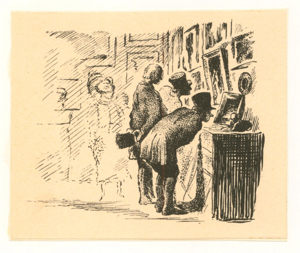 Daumier, Honoré , - Uomini in un negozio di quadri