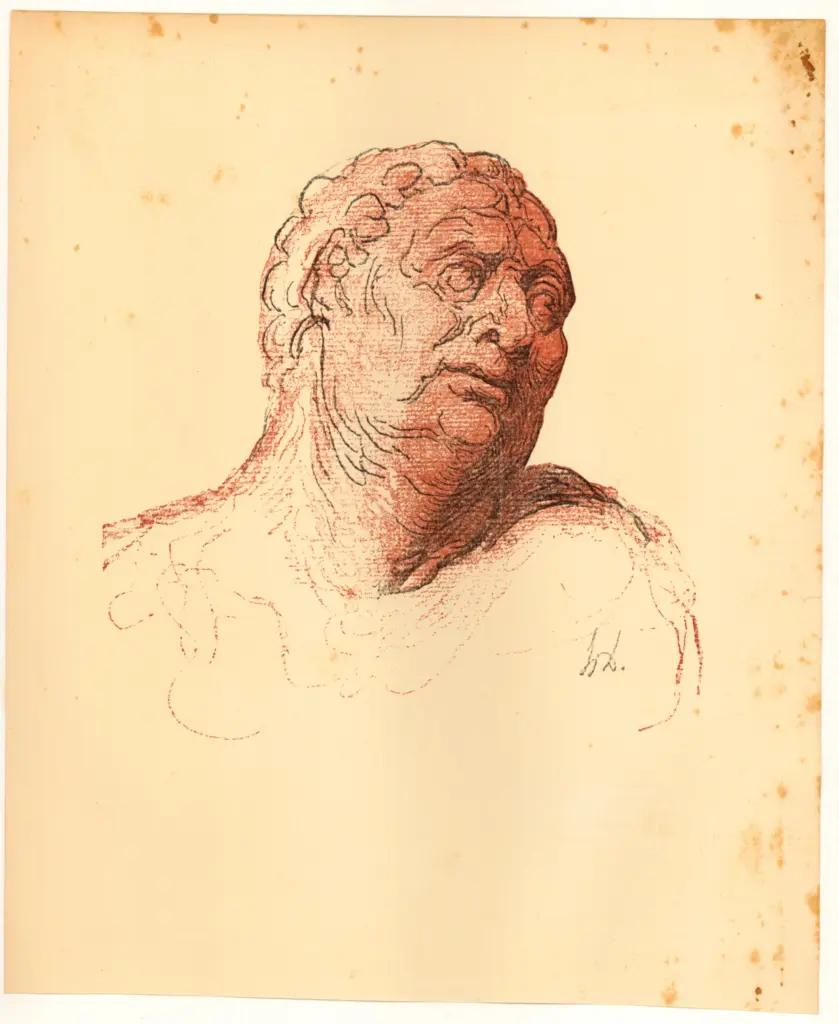 Anonimo , Daumier, Honor&eacute; - sec. XIX - T&ecirc;te d'homme , fronte
