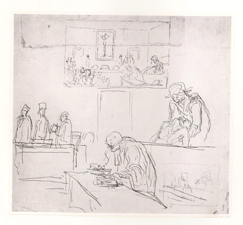 Anonimo , Daumier, Honoré - sec. XIX - Scène de tribunal , fronte