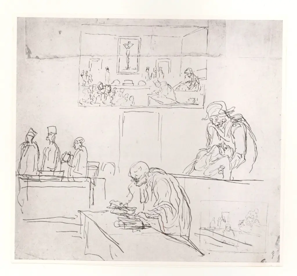 Anonimo , Daumier, Honor&eacute; - sec. XIX - Sc&egrave;ne de tribunal , fronte