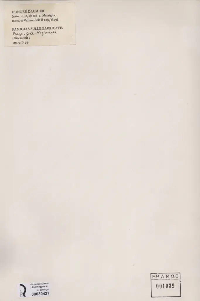 Anonimo , Daumier, Honor&eacute; - sec. XIX - Famiglia sulle barricate , retro