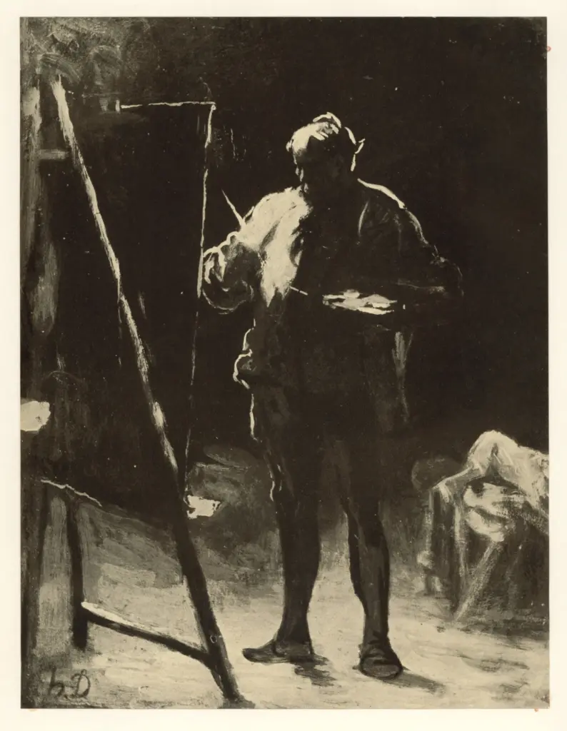 Anonimo , Daumier, Honor&eacute; - sec. XIX - Le peintre au chevalet , fronte