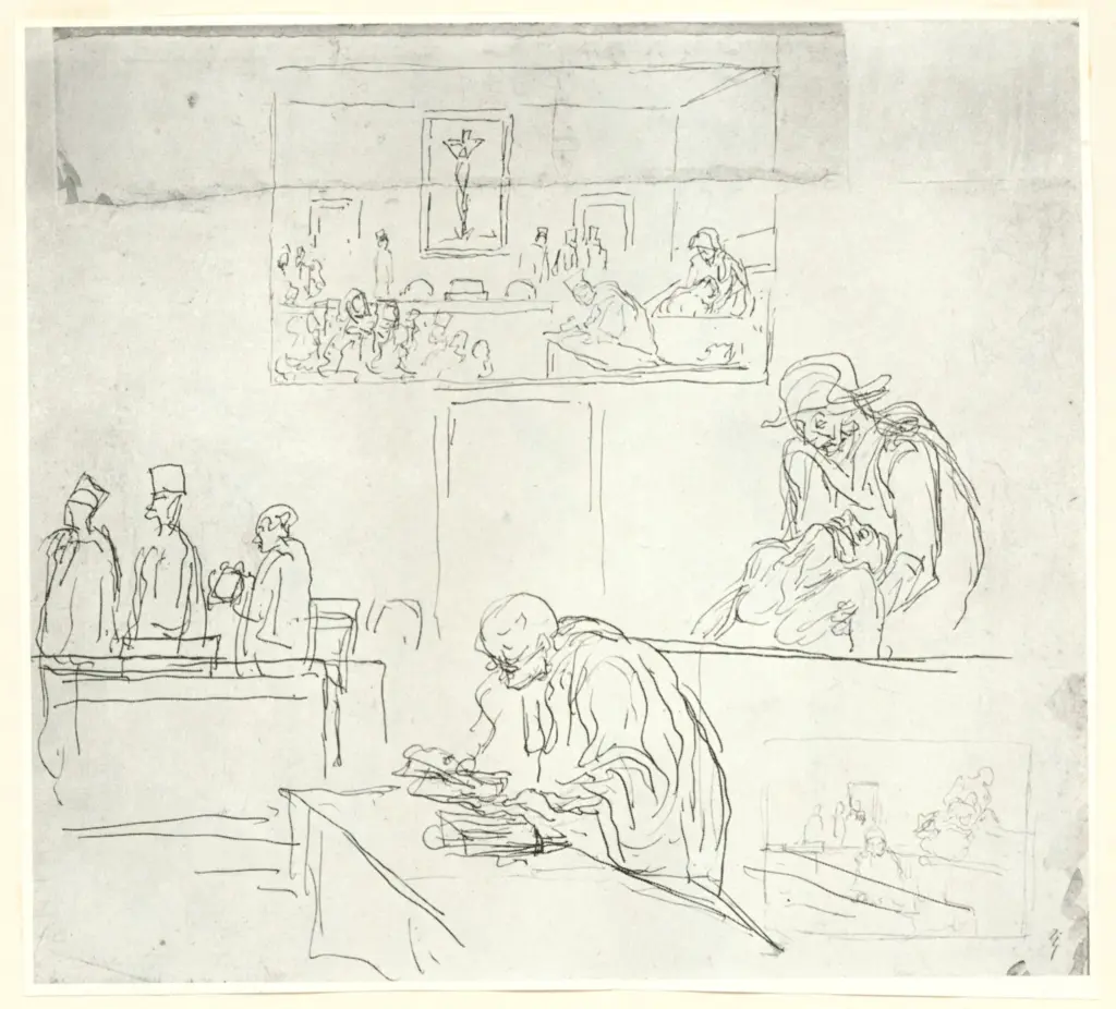 Anonimo , Daumier, Honor&eacute; - sec. XIX - Court Room scene , fronte