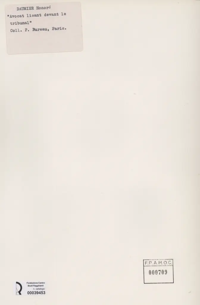 Anonimo , Daumier, Honoré - sec. XIX - Avocat lisant devant le tribunal , retro