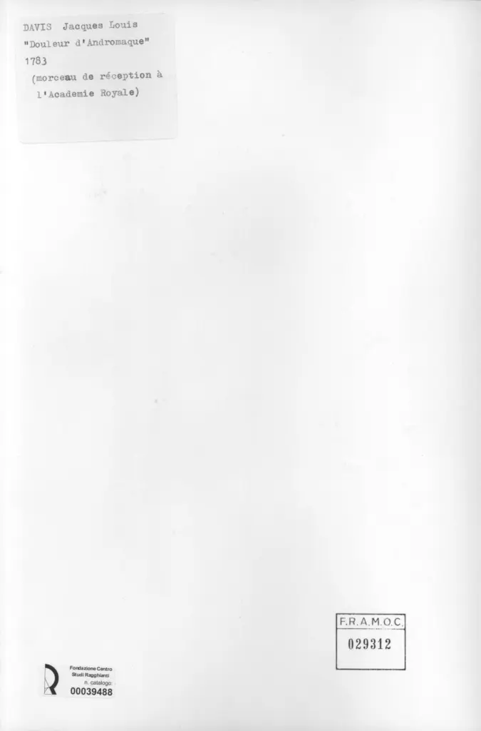 Anonimo , David, Jacques-Louis - sec. XVIII - Douleur d'Andromaque , retro