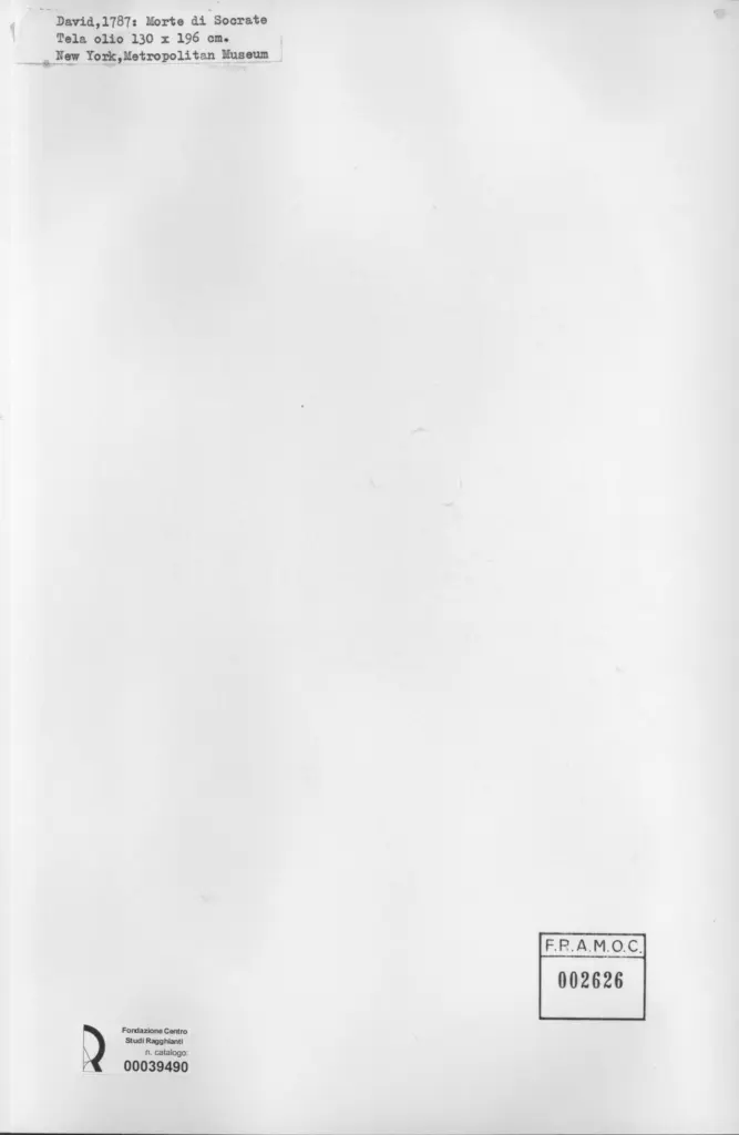 Anonimo , David, Jacques-Louis - sec. XVIII - Morte di Socrate , retro