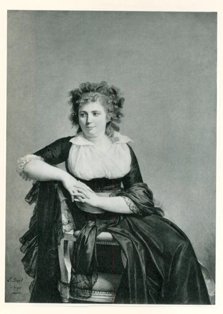 Anonimo , David, Jacques-Louis - sec. XVIII - Ritratto della marchesa d'Orvilliers, nata Jeanne-Robertine Rillet