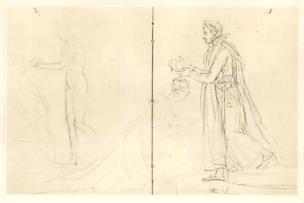 Anonimo , David, Jacques-Louis - sec. XIX - Schizzo di incoronazione di una regina , fronte