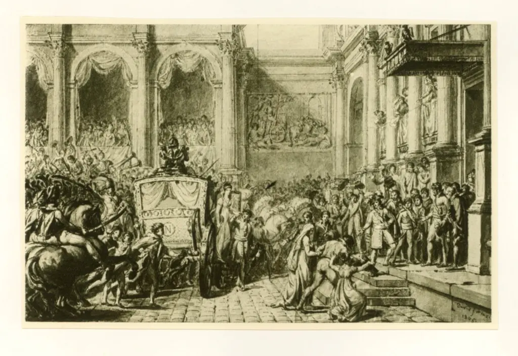 Anonimo , David, Jacques-Louis - sec. XIX - Arriv&eacute;e de Napol&eacute;on &agrave; l'Hotel-De-Ville , fronte