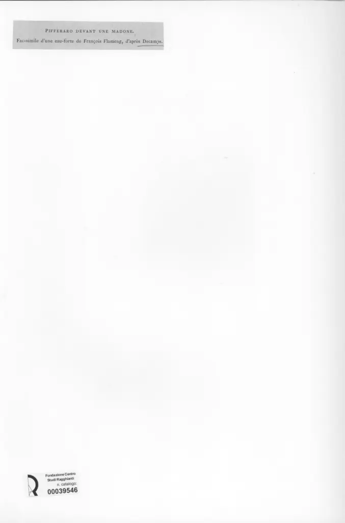 Anonimo , Decamps, A.G. - sec. XIX - Pifferaro devant une Madone , retro