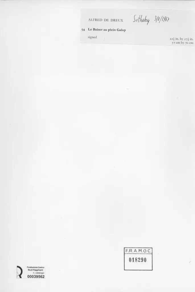 Anonimo , De Breux, Alfred - sec. XIX - Le Baiser au plein Galop , retro