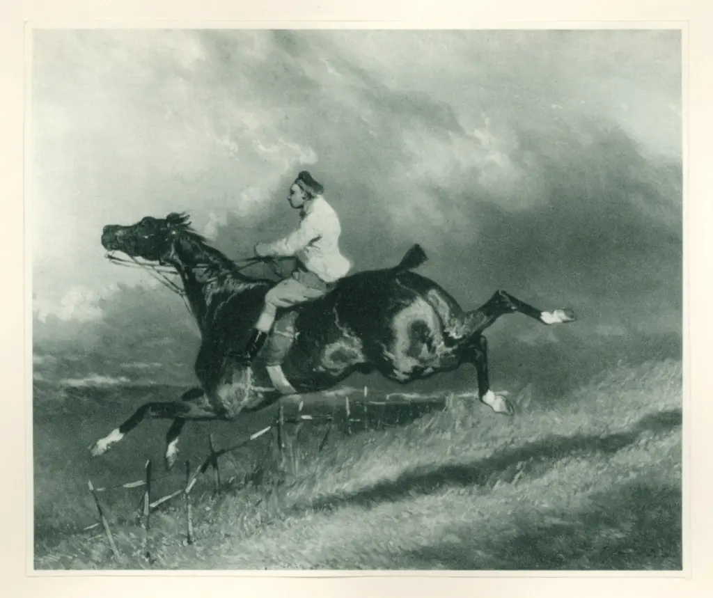 Anonimo , De Breux, Alfred - sec. XIX - Cavallo in corsa , fronte