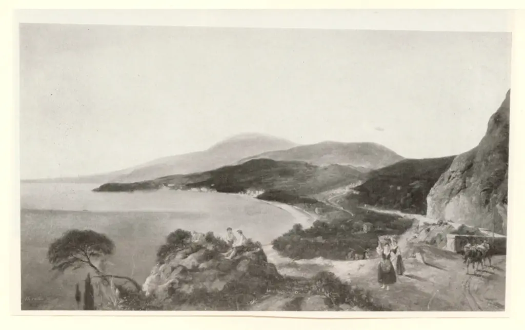 Defer, Jean Joseph Jules , An extensive view above Menton from Italian Frontier