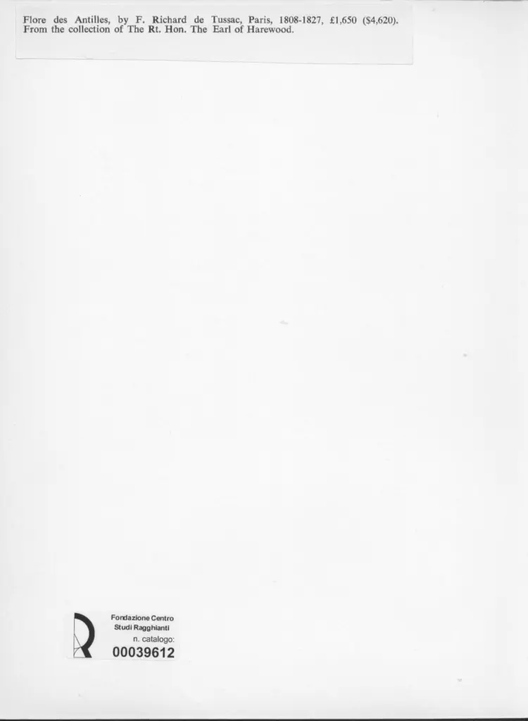Anonimo , De Tussac, Richard - sec. XIX - Flore des Antilles , retro